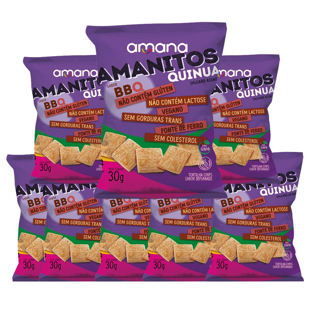 Amanitos Quinua BBQ — Pack c/ 8 — embalagem