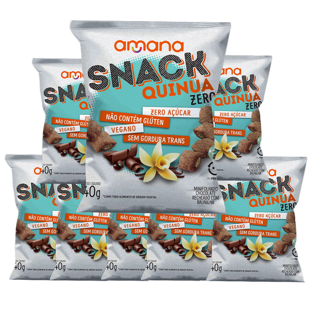 Snack de Quinua com Cacau Recheado Baunilha Zero — Pack c/ 8