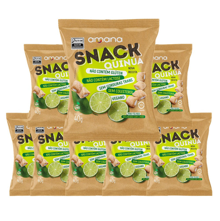Pack com 8 pacotes de Snack de Quinua recheado de limão