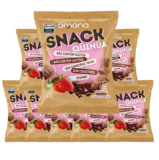 Snack de Quinua com Cacau Recheado Morango — Pack c/ 8