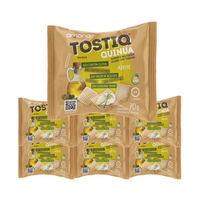 Pack com 7 pacotes de TostiQ Quinua Azeite Zero Açúcar