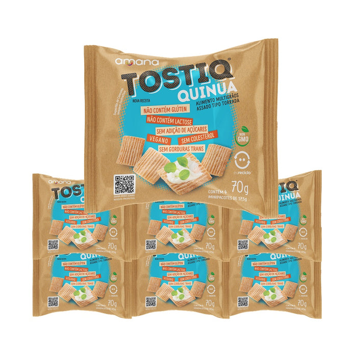 Pack com 7 pacotes de TostiQ Quinua Original Zero Açúcar