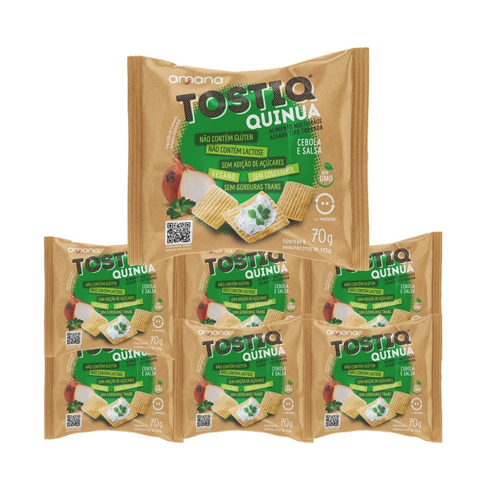 TostiQ Quinua Cebola e Salsa Zero Açúcar — Pack c/ 7 — embalagem