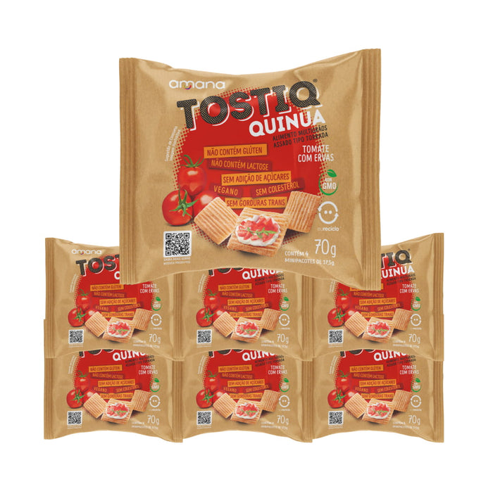 TostiQ Quinua Tomate com Ervas Zero Açúcar — Pack c/ 7 — embalagem